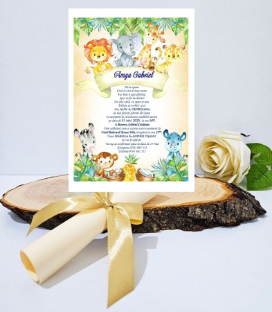 INVITATII BOTEZ - Invitatii papirus SAFARI PM103