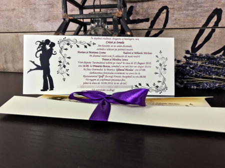 invitatii nunta IEFTINE - Invitatii You & Me - fundita Purple
