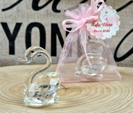 BOTEZ - Lebada de cristal in saculet ROZ