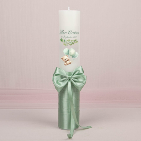 Trusouri & Lumanari Botez - Lumanare de botez Green Teddy