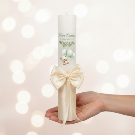 Lumanare de botez Teddy (model crem) [2]