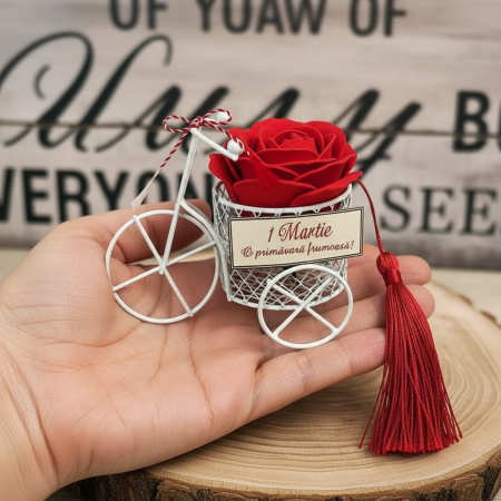 Martisor Bicicleta cu Trandafir de Sapun
