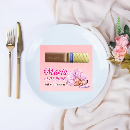 BOTEZ - Marturii botez ciocolata cu Bebelusa, 10x9cm, ciocolată inclusă