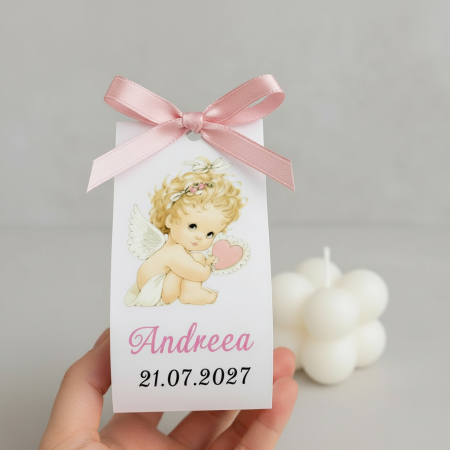 Marturii botez LUMANARE BUBBLE (Ingeras roz) [1]