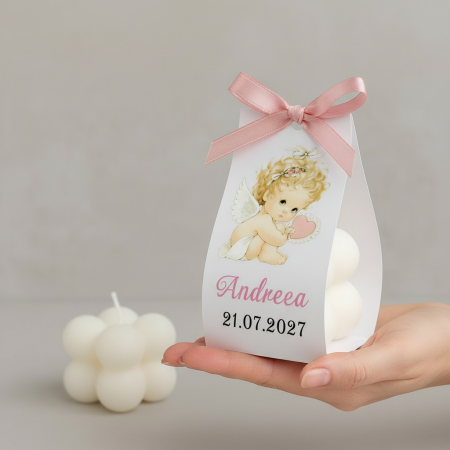 Marturii botez LUMANARE BUBBLE (Ingeras roz) [4]