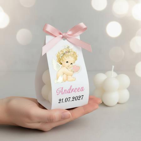 Marturii botez LUMANARE BUBBLE (Ingeras roz) [6]