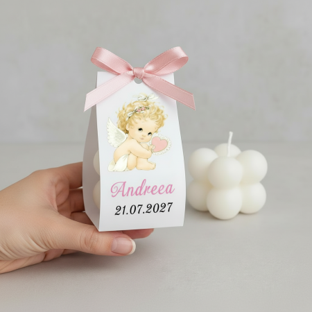 BOTEZ - Marturii botez LUMANARE BUBBLE (Ingeras roz)