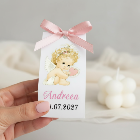 Marturii botez LUMANARE BUBBLE (Ingeras roz) [5]