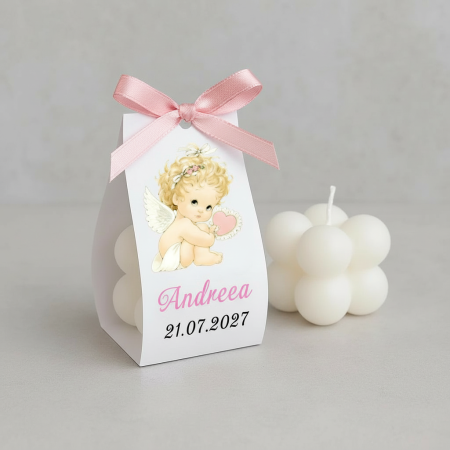 Marturii botez LUMANARE BUBBLE (Ingeras roz) [3]