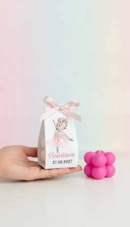 BOTEZ - Marturii botez LUMANARE BUBBLE PINK (model balerina)