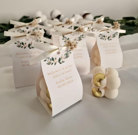 BOTEZ - Marturii  botez LUMANARE BUBBLE (flori uscate)