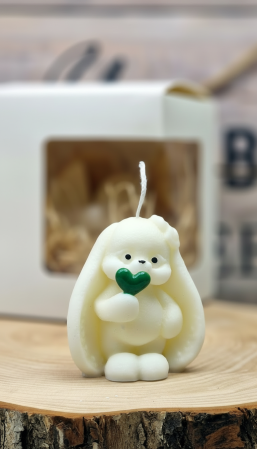 8 Martie - marturii botez LUMANARE IEPURAS  green heart