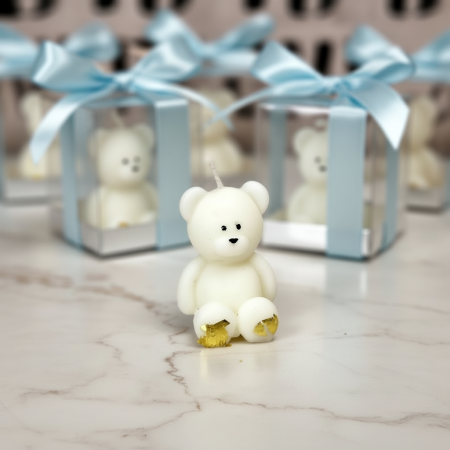 Marturii botez LUMANARE URSULET BLUE