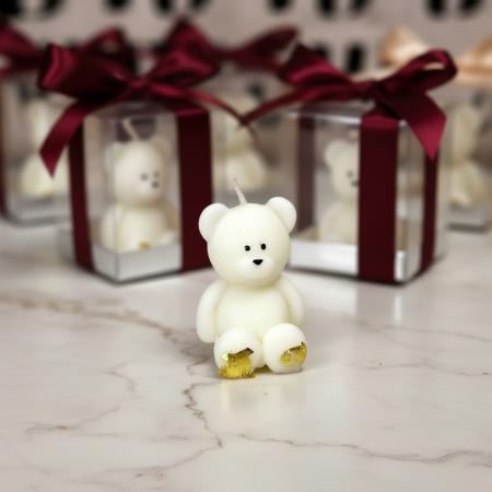 Marturii BOTEZ - Marturii botez LUMANARE URSULET BURGUNDY