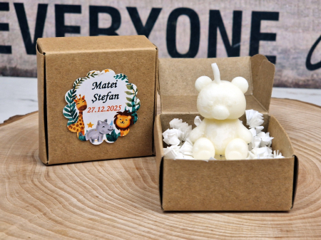 Marturii botez LUMANARE URSULET (cutie craft) [3]