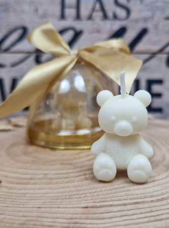 BOTEZ - Marturii botez LUMANARE URSULET (cutie aurie)