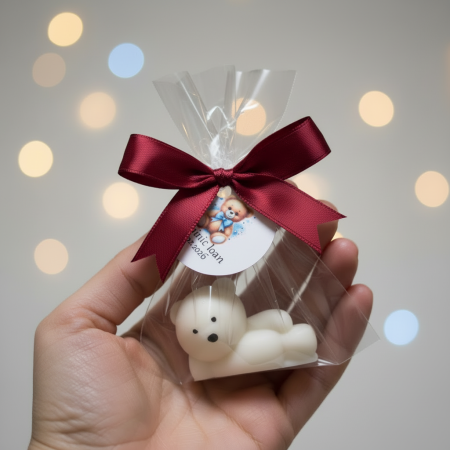 Marturii botez LUMANARE ursulet (BURGUNDY) [1]