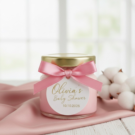 BOTEZ - Marturii lumanare parfumata în borcan ROZ