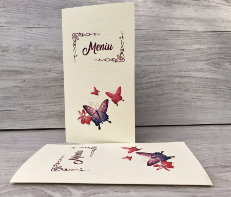 Meniuri pentru NUNTA - Meniu Fluturi (crem)