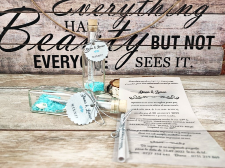 INVITATII NUNTA - Mesaj in sticla MAGIC BLUE