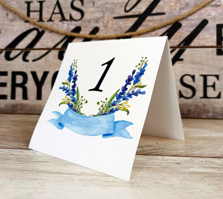 Meniuri pentru NUNTA - Nr de masa Lavanda Aquarela