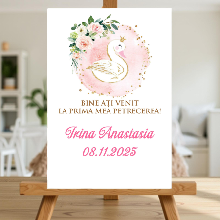 Banner nume & Props Candy Bar - Panou BUN VENIT Lebada