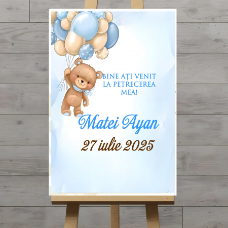 Banner nume & Props Candy Bar - Panou BUN VENIT Teddy