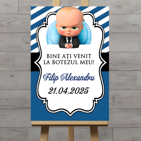 Banner nume & Props Candy Bar - Panou BUN VENIT BABY BOSS