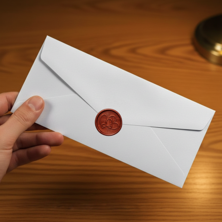 Plicuri de bani NUNTA - Plic  Alb sidefat ( 27 cm x 11 cm) &Sigiliu