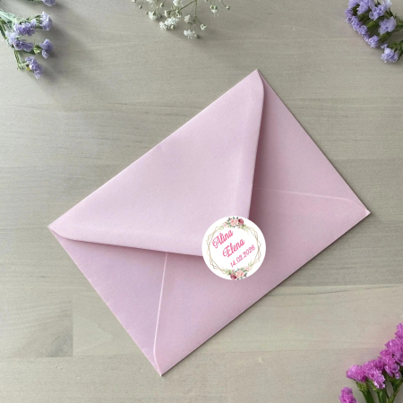 Plicuri si cartoane pentru INVITATII - Plic C6 roz (11cm x 16 cm) & Eticheta adeziva