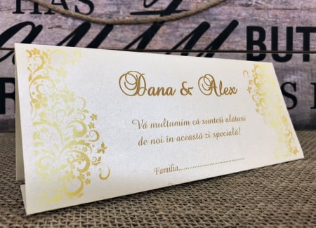 Plicuri de bani NUNTA - Plic de bani AURIU (crem sidefat)
