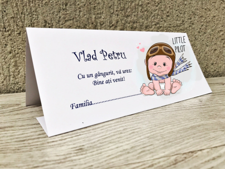 Plicuri de bani BOTEZ - Plic de bani Little Pilot (crem sidef)