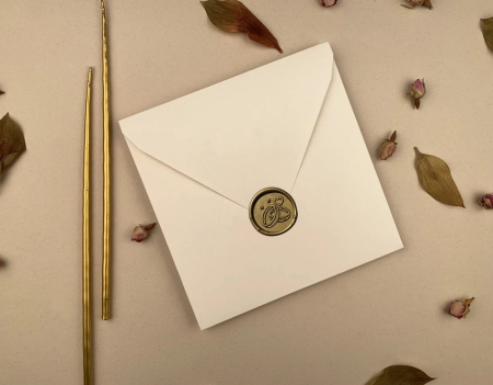 NUNTA - Plic de invitatii CREM (17cm x 17cm A)  & Sigiliu