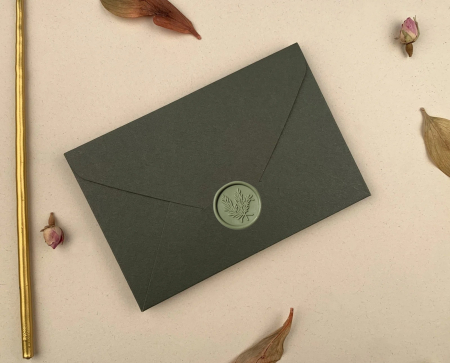 Plicuri si cartoane pentru INVITATII - Plic  de invitatii VERDE 10x15C & Sigiliu