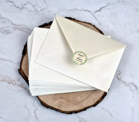 Plicuri si cartoane pentru INVITATII - Plic CREM+ Eticheta Greenwedding
