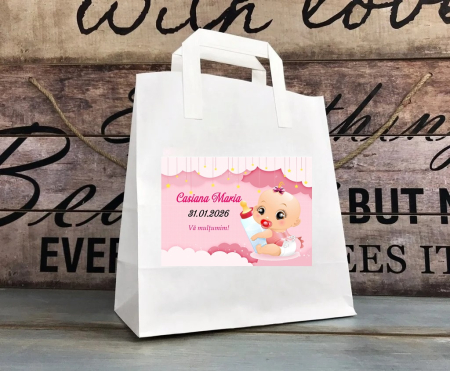 Cutii prajituri & pungi - Punga botez PINK