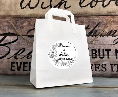 Cutii Prajituri & Pungi - Punga nunta BLACK FLOWERS