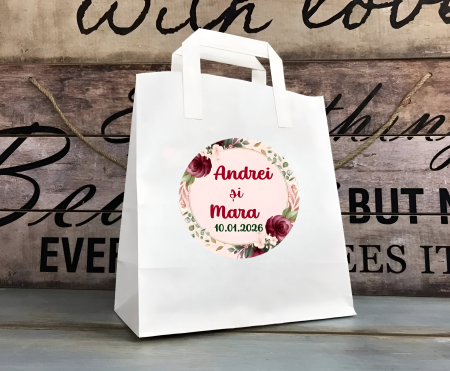 Cutii Prajituri & Pungi - Punga nunta TRANDAFIRI BORDO