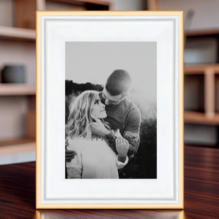 NUNTA - Rama foto aurie cu POZA 10x15 cm