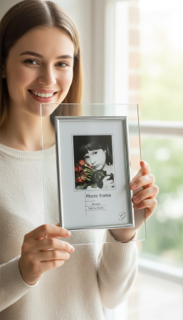 NUNTA - Rama foto sticla transparenta argintie 10x15 cm