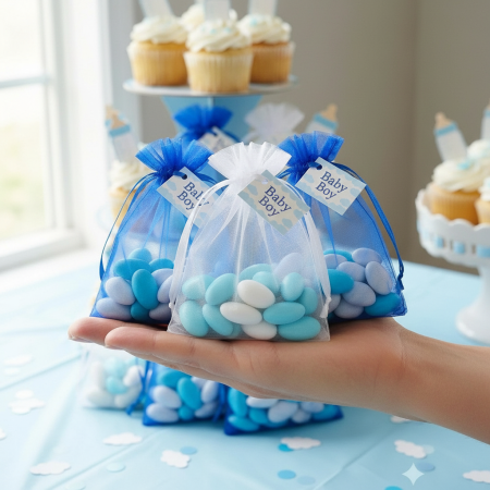 Saculet  ALB & BLUE cu drajeuri [2]