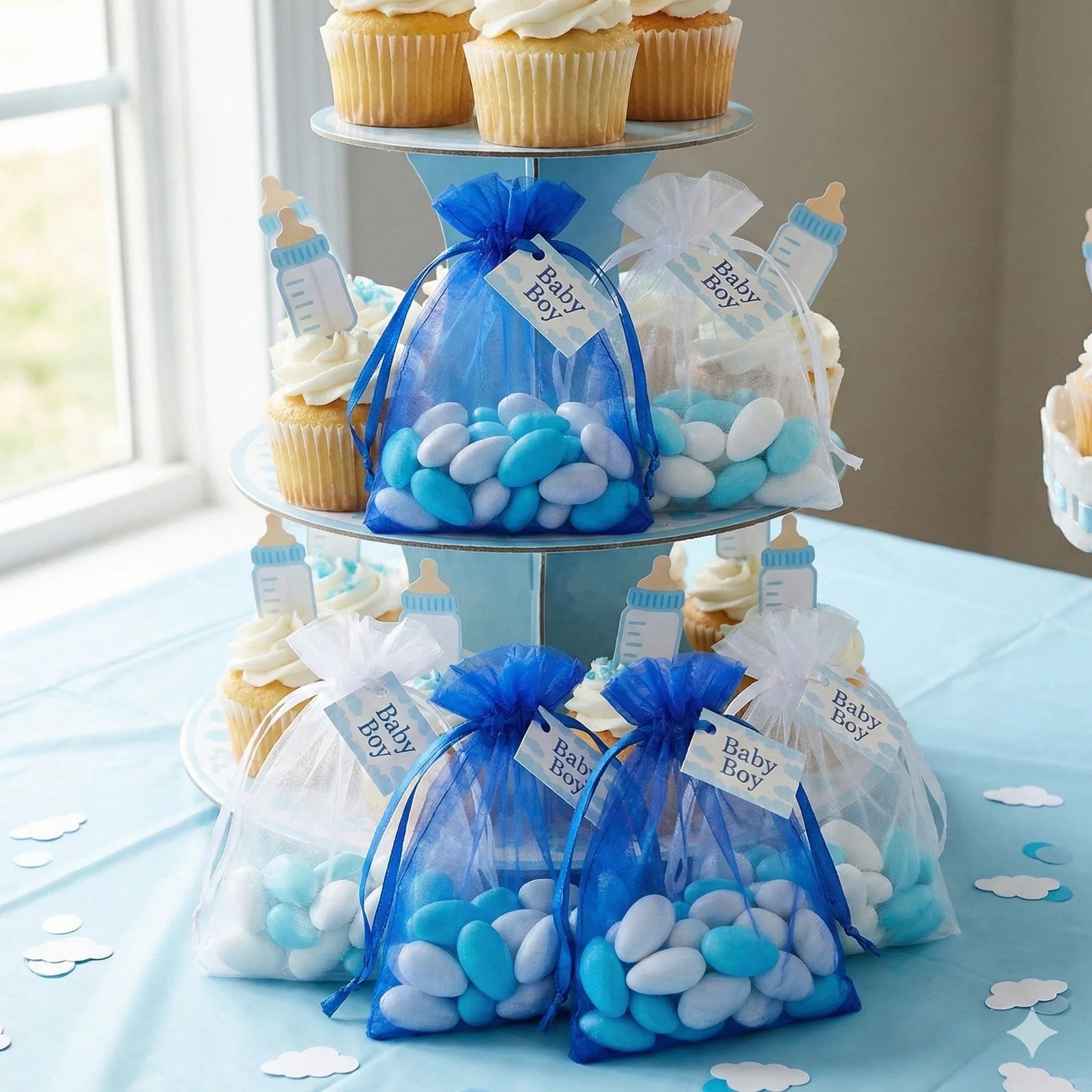 Saculet  ALB & BLUE cu drajeuri [1]