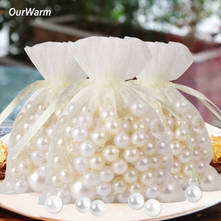 Marturii BOTEZ - Saculet organza CREM (9 cm x 7 cm)