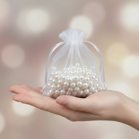 Saculet organza ALB  (9 cm x 7 cm) [1]