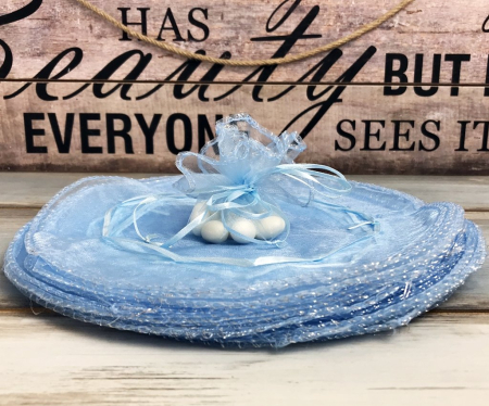 Marturii NUNTA - Saculet organza BLUE