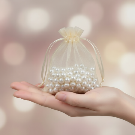 Saculet organza CREM (9 cm x 7 cm) [1]