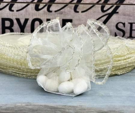 Decoratiuni NUNTA - Saculet organza CREM