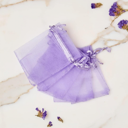 Marturii NUNTA - Saculet organza  MOV  (9 cm x 7 cm)