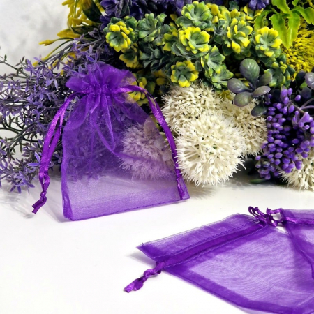 NUNTA - Saculet organza  MOV  (9 cm x 7 cm)