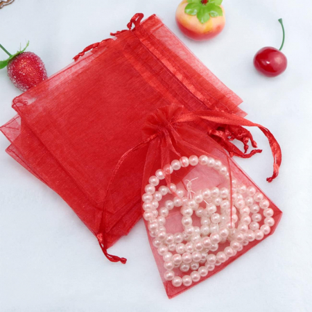 Marturii NUNTA - Saculet organza ROSU  (9 cm x 7 cm)